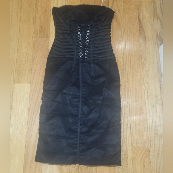 4. NWT MARY DEPP MADE IN ITALY CORSET STYLE TULLE OVERLAY DRESS SIZE IT 40 / S - Picture 1 of 8